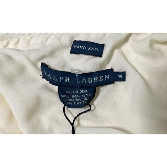 Ralph Lauren Blue Label White Crochet Dress Medium One Shoulder Fringe $998 NWT - Picture 8 of 16